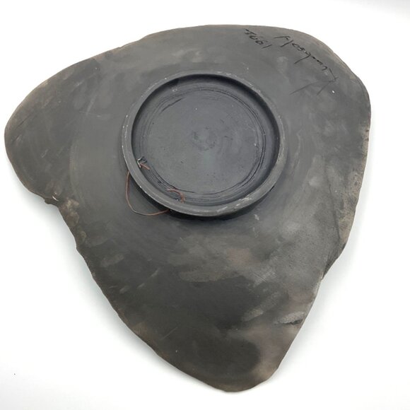 Signed Kimmberly Ioane 1992 Raku Ceramic Abstract Art Plate Wall Hanging Copper - Picture 5 of 14